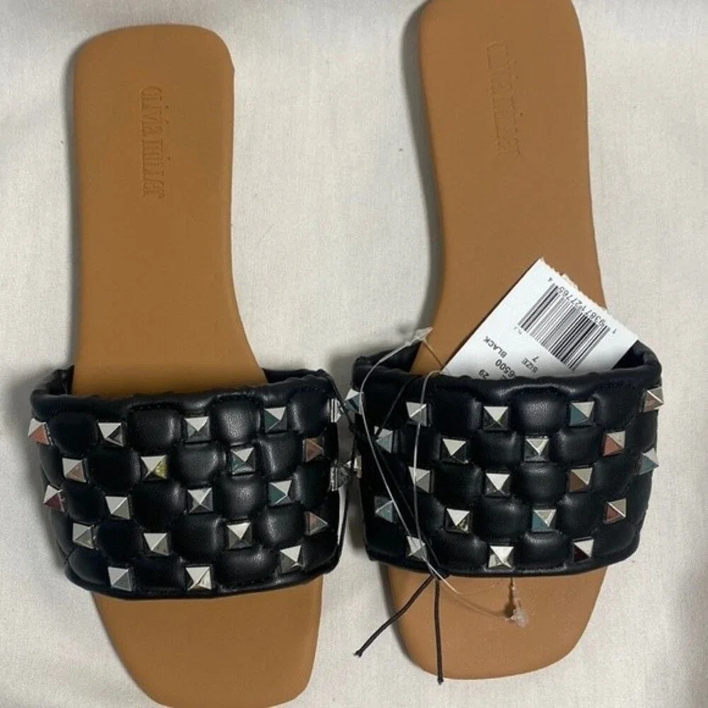 new stud sandal black pyramid triangle flip flop 7 olivia miller rock punk